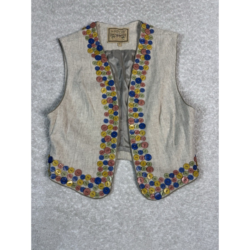 Double D Ranch Wear Open Front Button Filled Women's Vintage Western Vest Small
